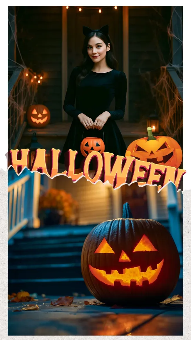 Halloween 1 - 2x6 printable vintage photo strip template frame