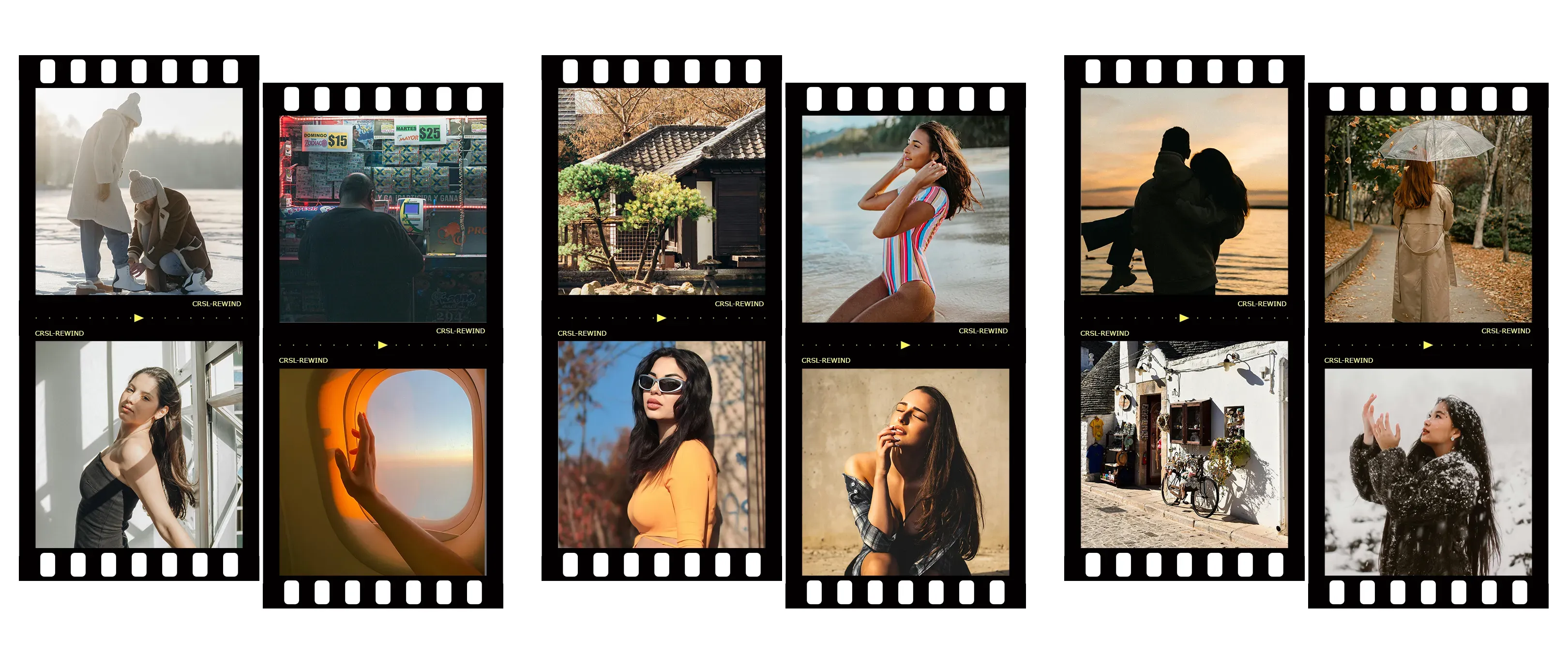 Timeless 1 - 2x6 printable vintage photo strip template frame