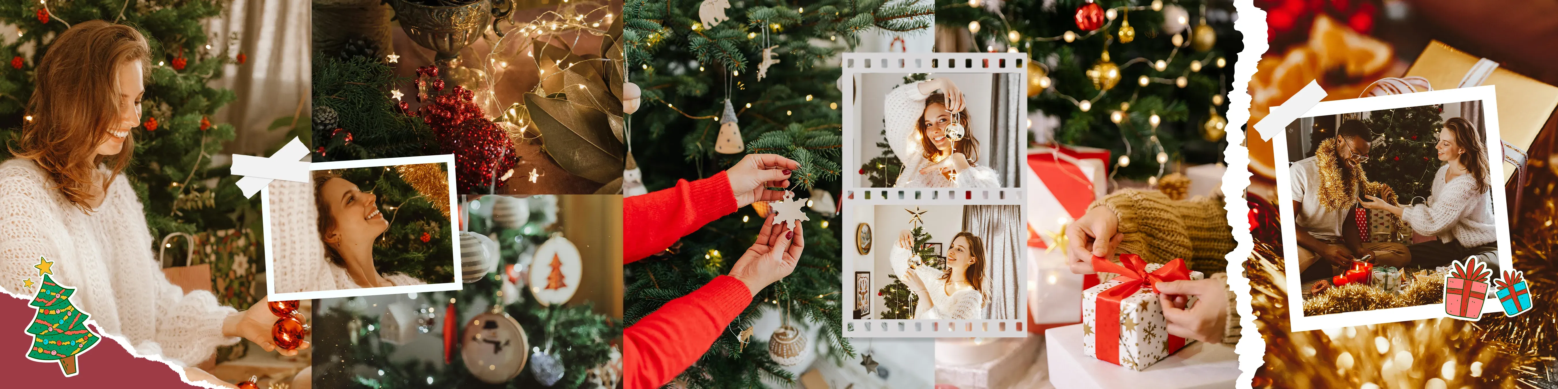 Christmas 1 - 2x6 printable vintage photo strip template frame