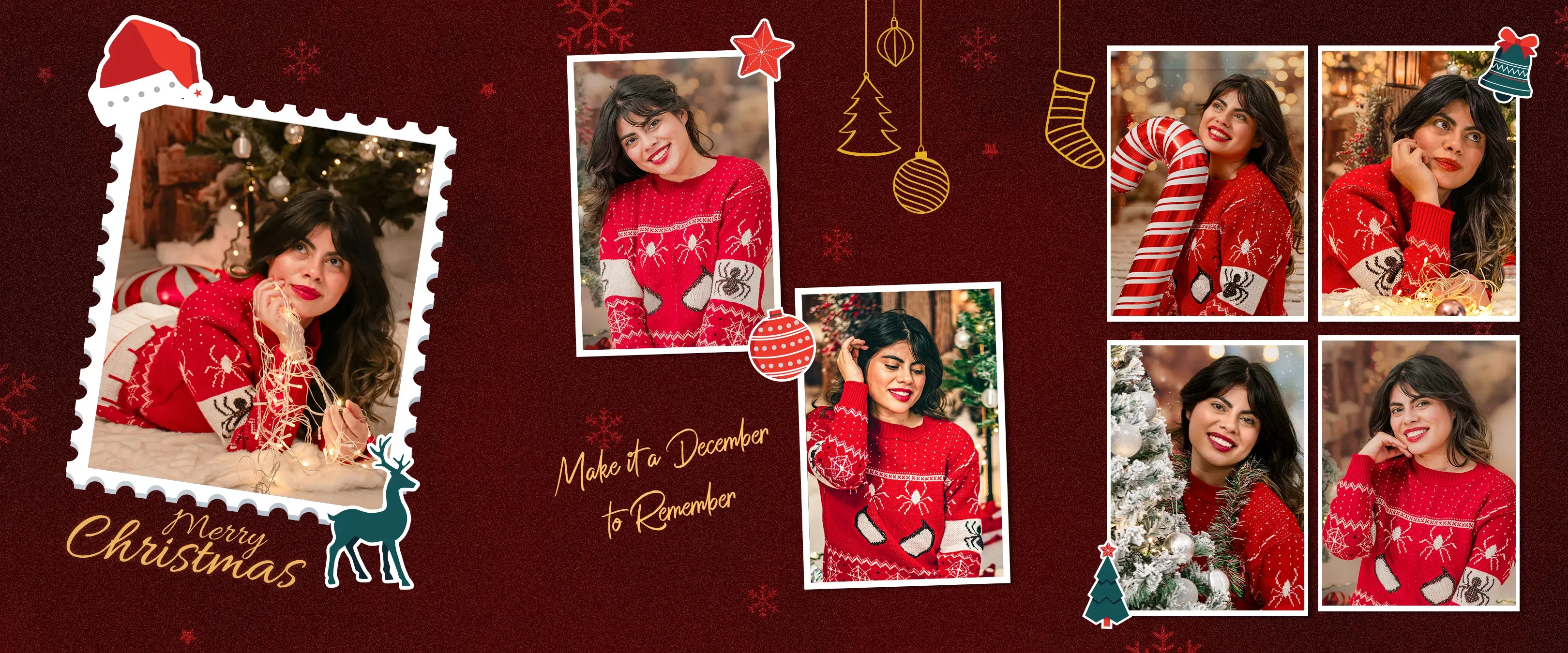 Christmas 1 - 2x6 printable vintage photo strip template frame