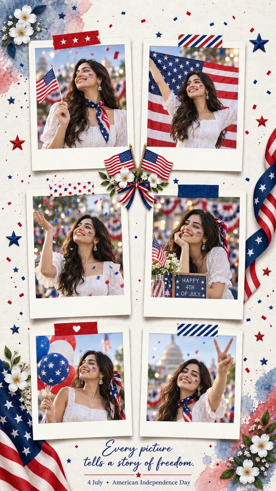 Independence Day 2 - 2x6 printable vintage photo strip template frame
